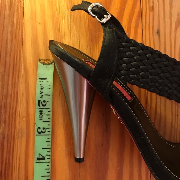Betsey Johnson Black Braided Heels, EUC, 8 - Picture 10 of 14
